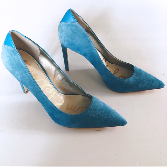 Sam Edelman Teal Blue Pumps Heels Leather 10 DEA - Picture 3 of 7